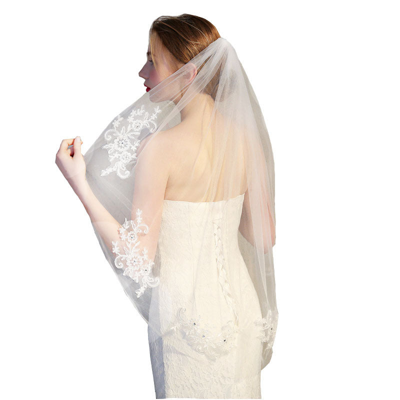 Wedding Dress Accessories Single-layer Lace Applique With Diamond