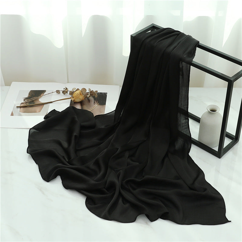 Solid Color Silk Scarf Basic All-matching