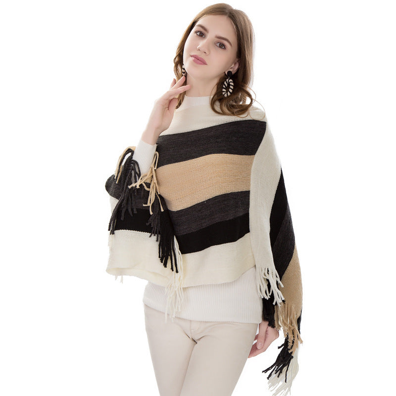 Awning Shawl Women Fashion Stripes Europe And America