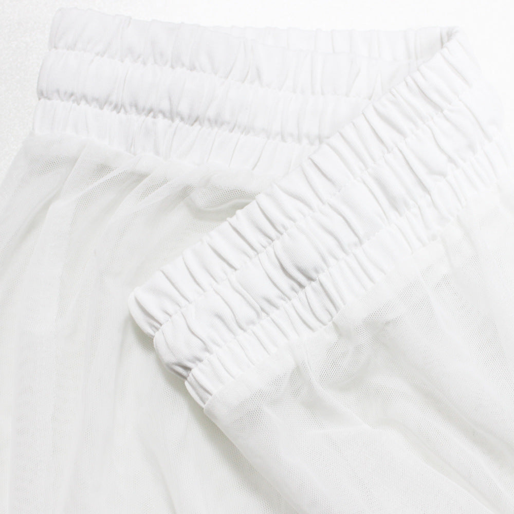 European And American Style Lace-up See-through Trousers Mesh Trousers
