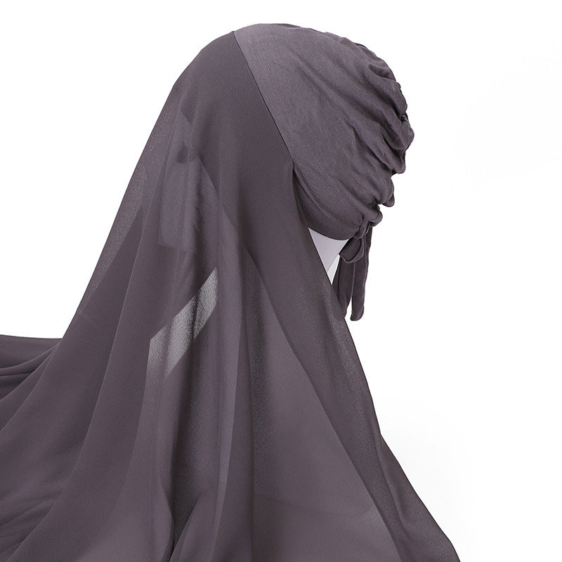 Pearl Chiffon With Elastic Bottoming Hood Scarf
