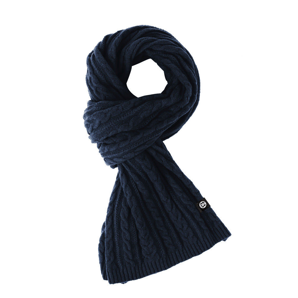 Solid Color Scarf For Women Winter Warm Fashion Versatile Shawl Korean Style Sweet Knitted Woolen Long Scarf