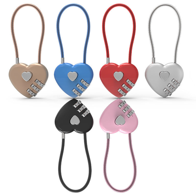 Peach Heart Long Wire Rope Love Lock