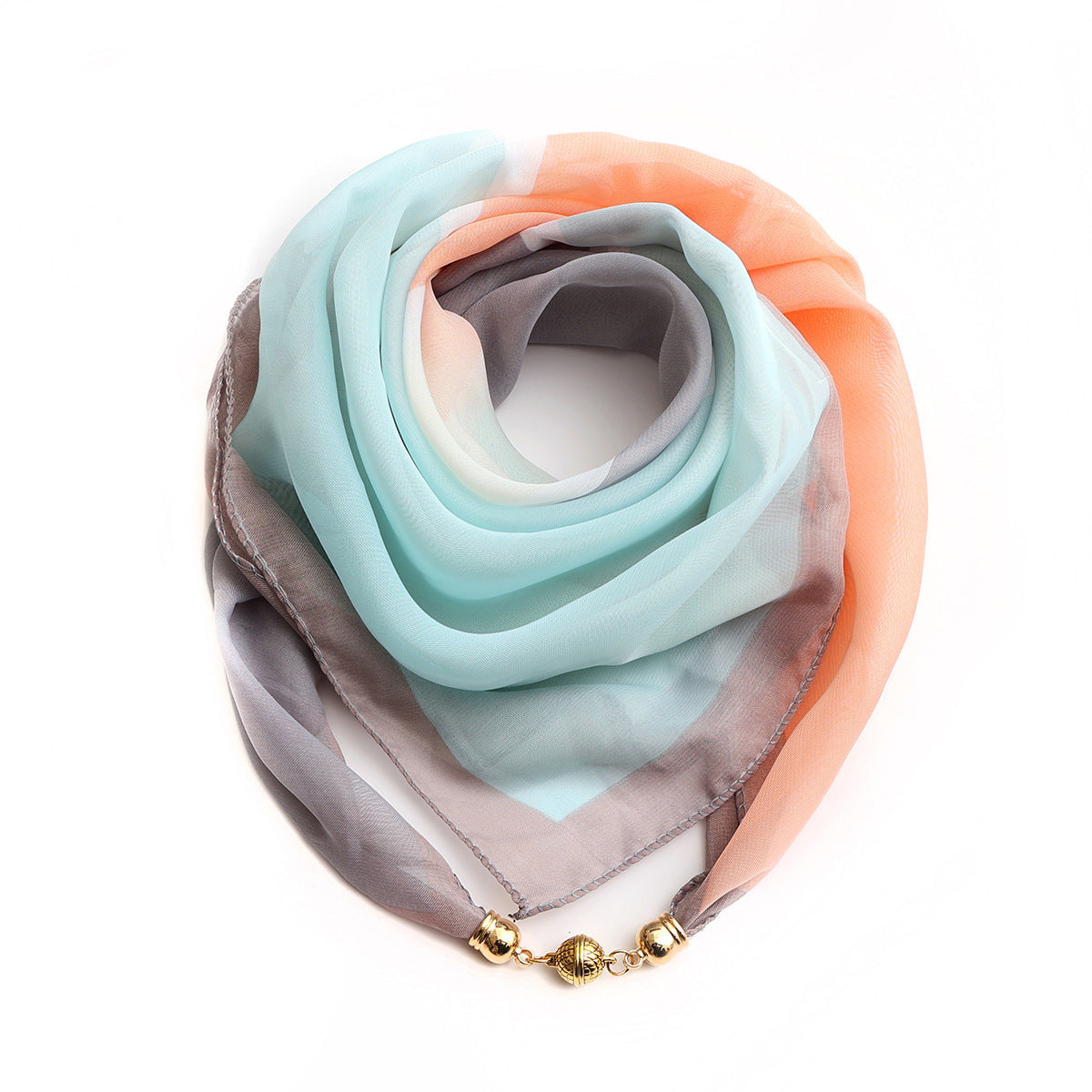 Golden Ball Floral Chiffon Scarf Women's Printed Thin