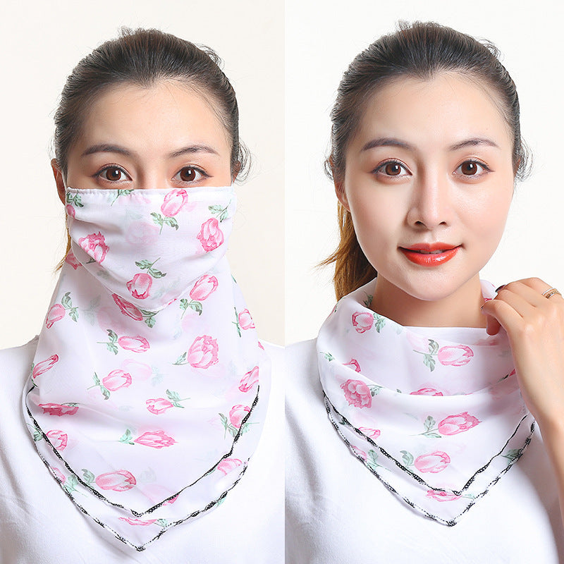 Bib Silk Scarf Women Summer Sunscreen Mask Neck Guard Face Mask