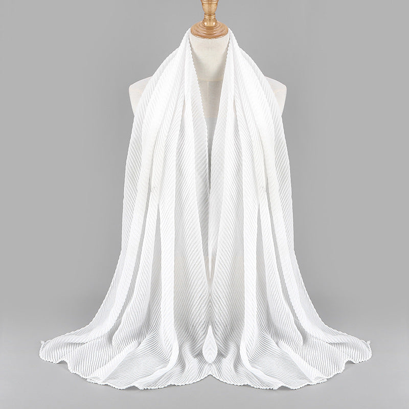 Twill Crumpled Pleated Scarf Women's Bag Headscarf