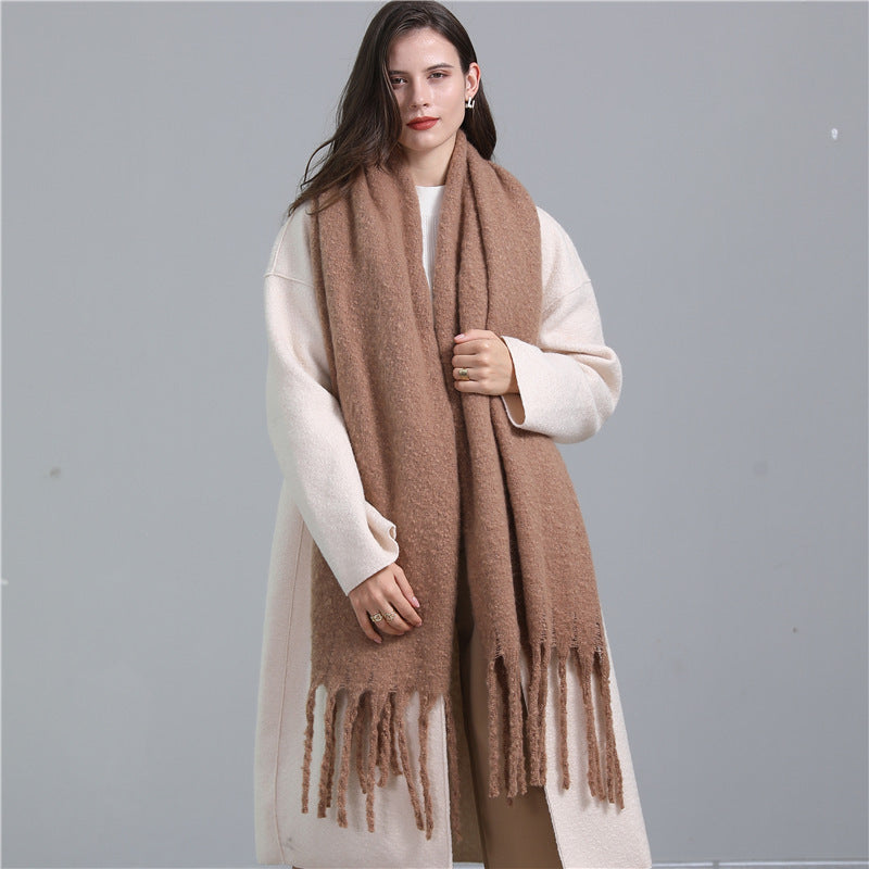 Extended Scarf Winter Cashmere-like Warm All-matching Solid Color Scarf