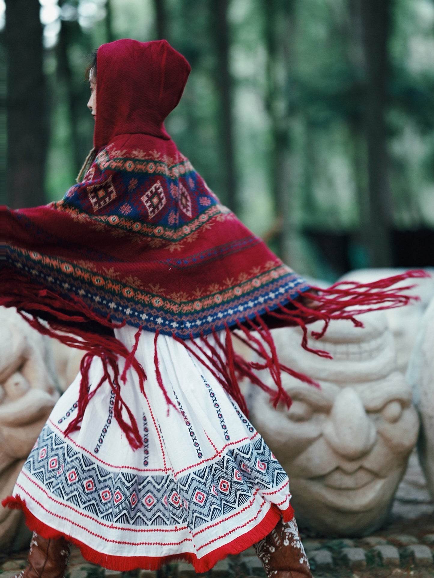 Hooded Top With Warm Shawl