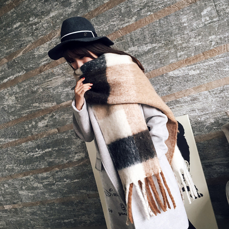 Women's Korean-style Long Scarf Shawl Autumn And Winter New Warm Thickened Tassel