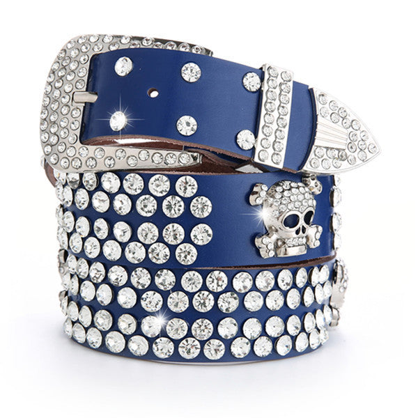 Women's Fashion Simple Rhinestone Genuine Leather Belt
