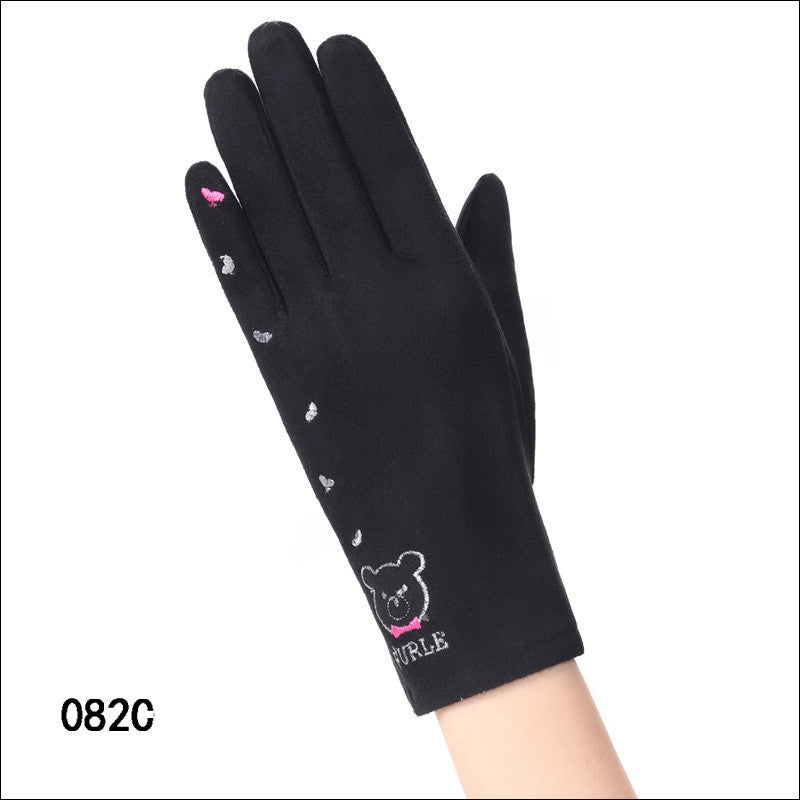 Touch screen gloves winter windproof suede