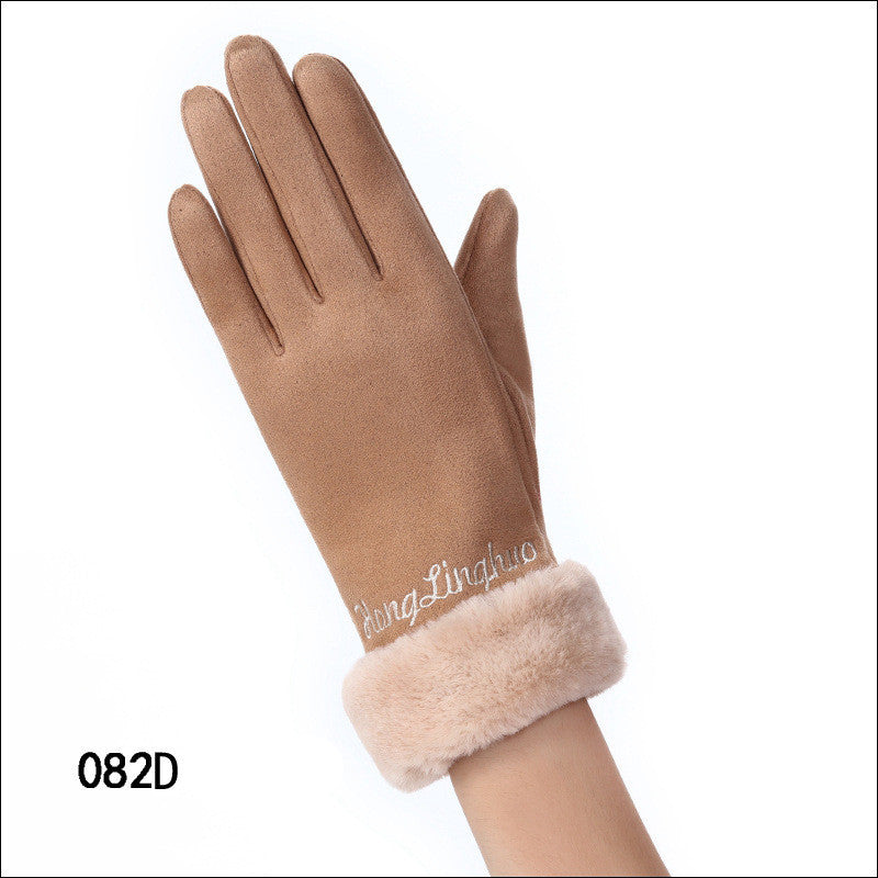 Touch screen gloves winter windproof suede