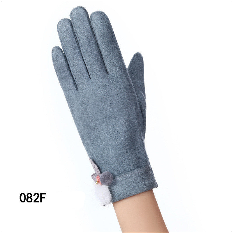 Touch screen gloves winter windproof suede