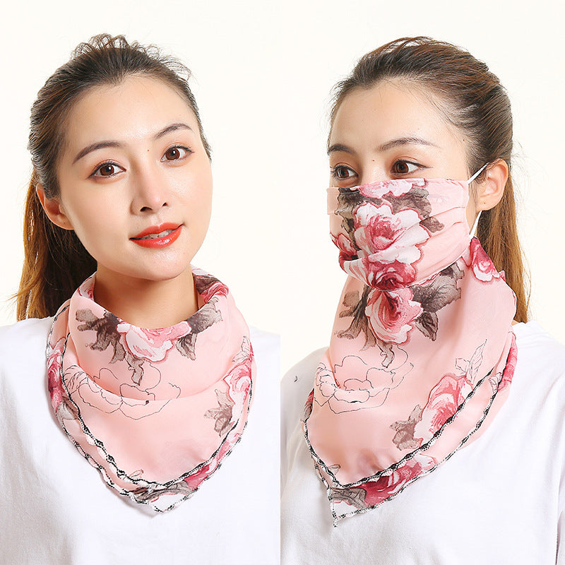 Bib Silk Scarf Women Summer Sunscreen Mask Neck Guard Face Mask