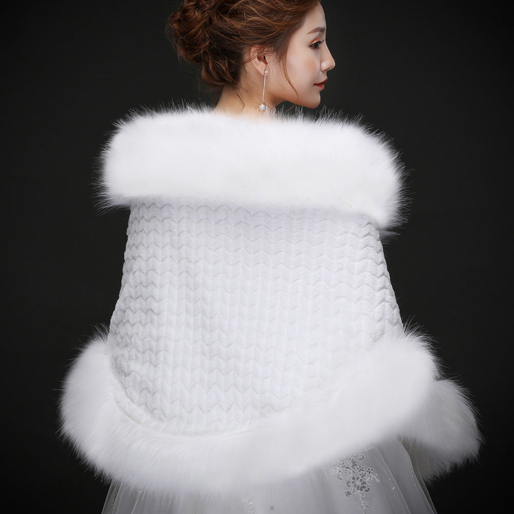 Autumn And Winter New Korean Style Rabbit Fox Fur Love Long Fur Edge Large Cape Bride Welcome Photo Studio Photography Fur Shawl