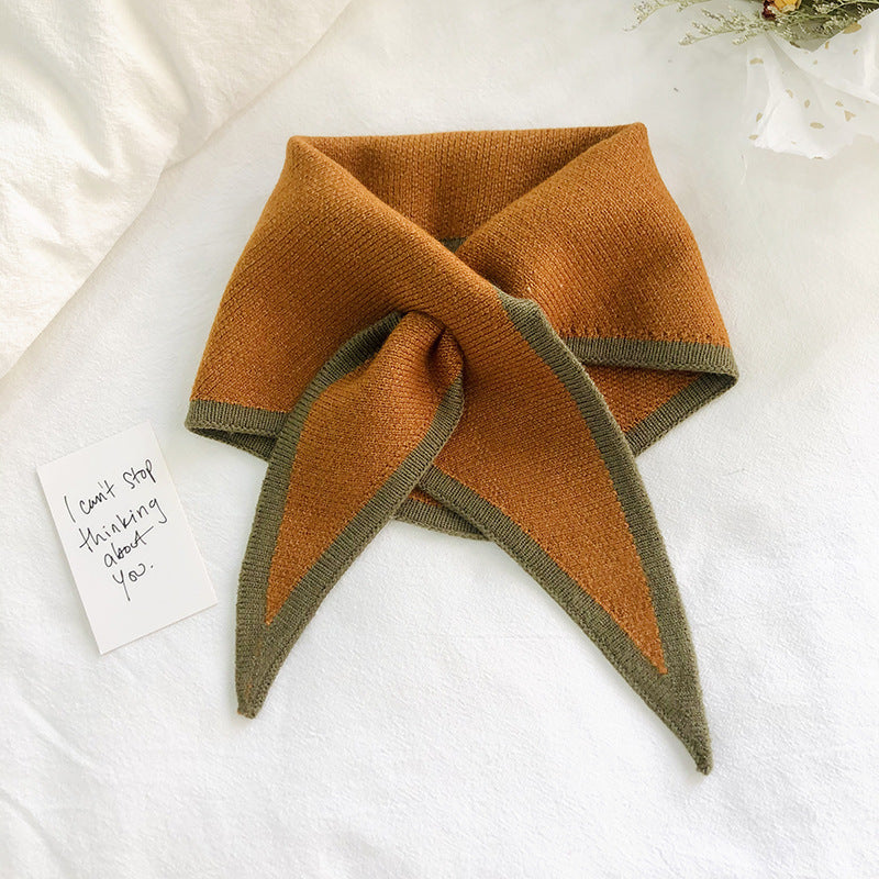 Autumn And Winter Triangle Knitted Shawl Style Women's Outer Scarf