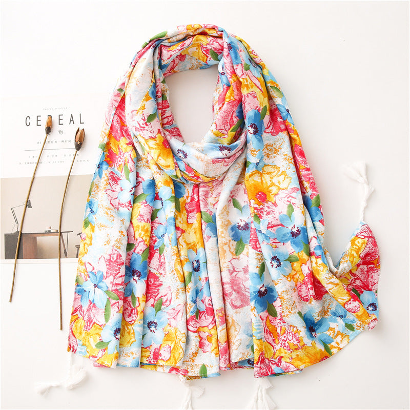Tourist Holiday Plant Flower Scarf Female