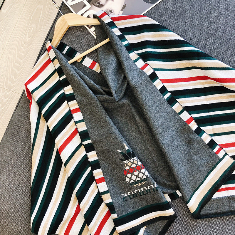 Autumn and winter new scarf women's color striped check