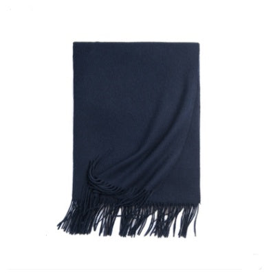 Autumn Winter Women's Solid Color Scarf Men's Plain Shawl Thickened Cloak