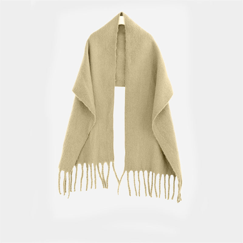 Shawl To Keep Warm All Wear White Bright Red Solid Color Neck
