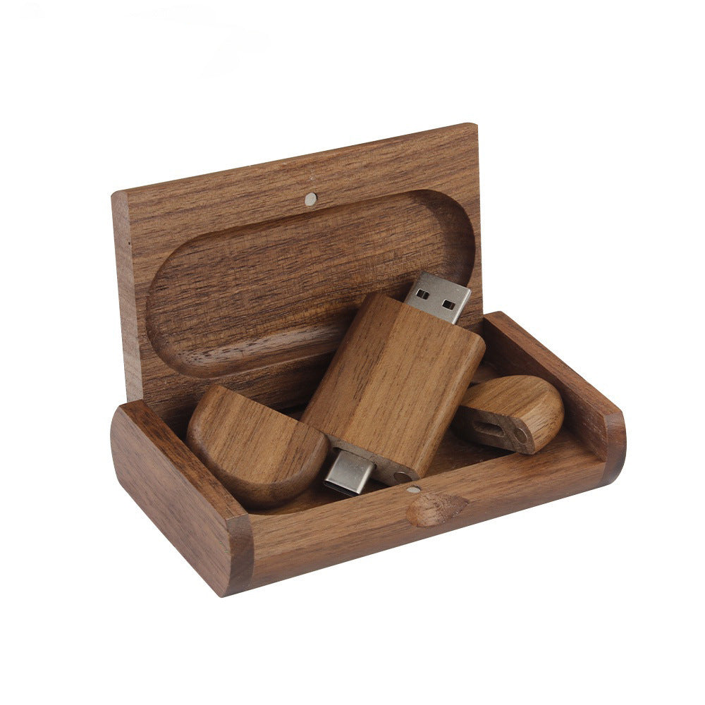 Maple Box Carved Wooden 2 In 1 Mobile Phone U-disk TYPE-C