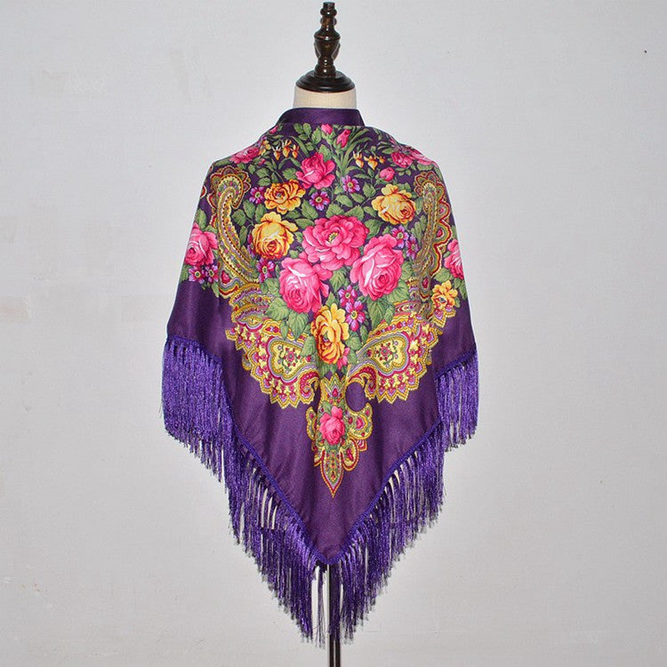 Autumn And Winter Russian Folk Style Cotton Scarf