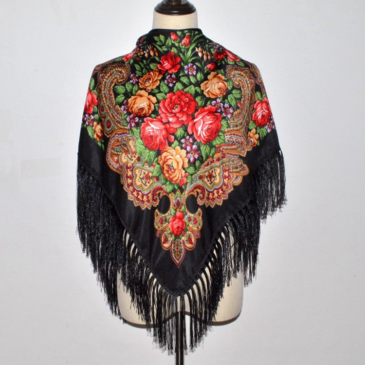 Autumn And Winter Russian Folk Style Cotton Scarf