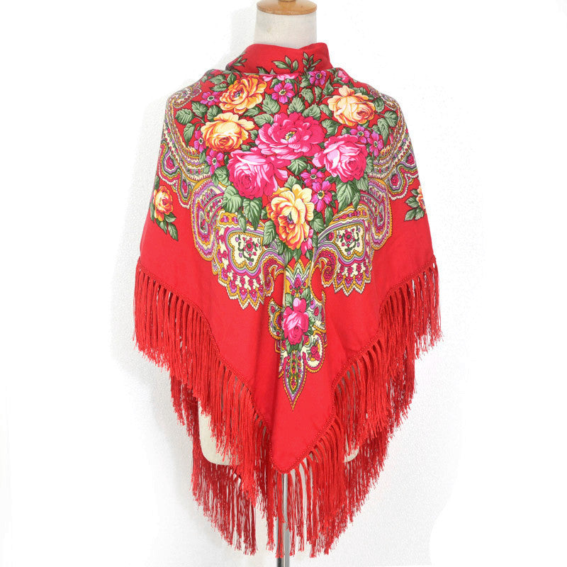Autumn And Winter Russian Folk Style Cotton Scarf