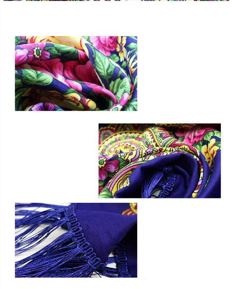 Autumn And Winter Russian Folk Style Cotton Scarf
