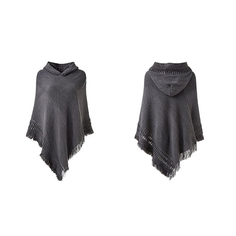 Autumn And Winter Knitted Hooded Cloak Shawl