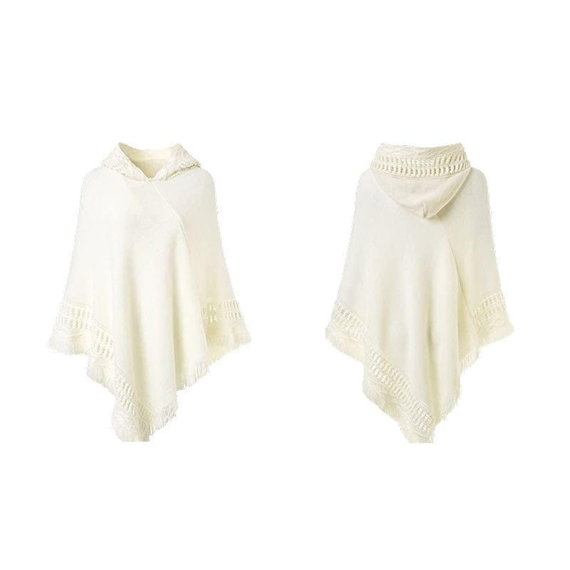 Autumn And Winter Knitted Hooded Cloak Shawl