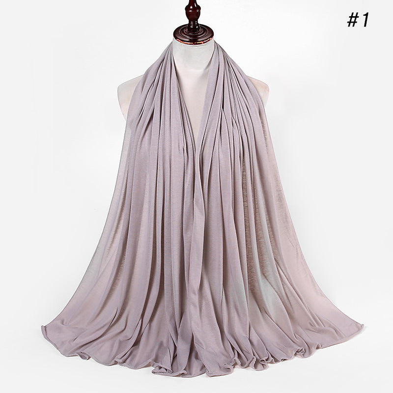 30-color New Single-color Single-color Female Headscarf Baotou Jersey Autumn And Winter Cotton Scarf Wholesale