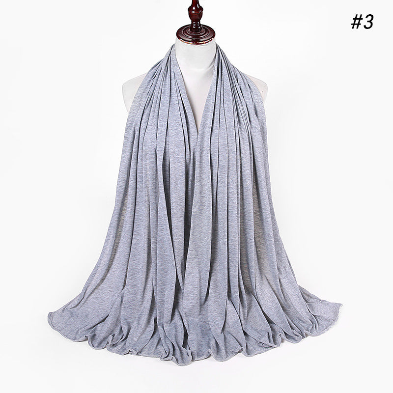 30-color New Single-color Single-color Female Headscarf Baotou Jersey Autumn And Winter Cotton Scarf Wholesale