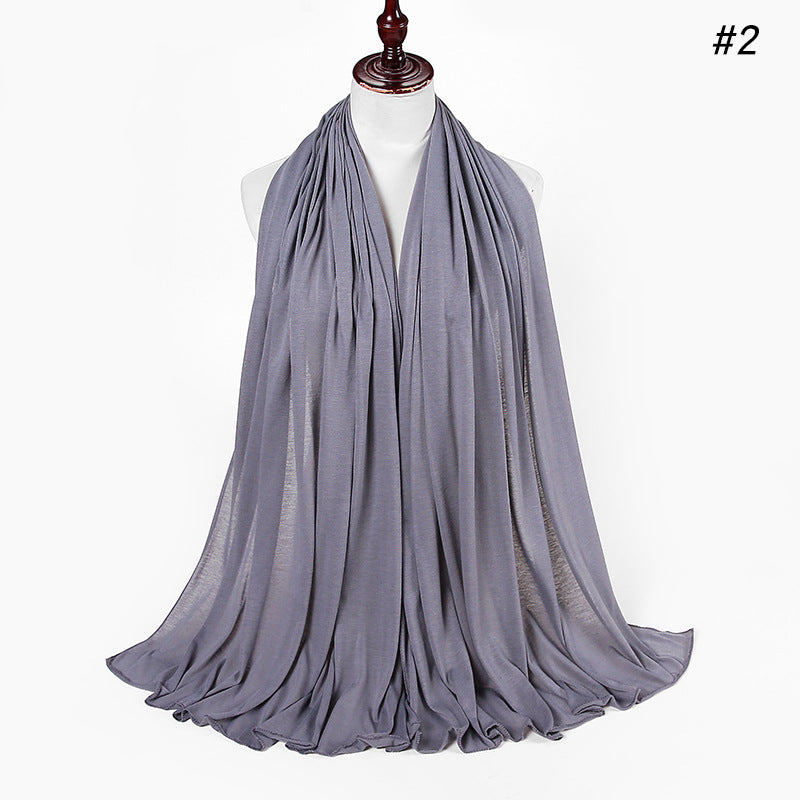 30-color New Single-color Single-color Female Headscarf Baotou Jersey Autumn And Winter Cotton Scarf Wholesale