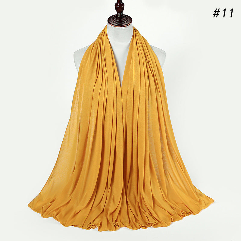 30-color New Single-color Single-color Female Headscarf Baotou Jersey Autumn And Winter Cotton Scarf Wholesale
