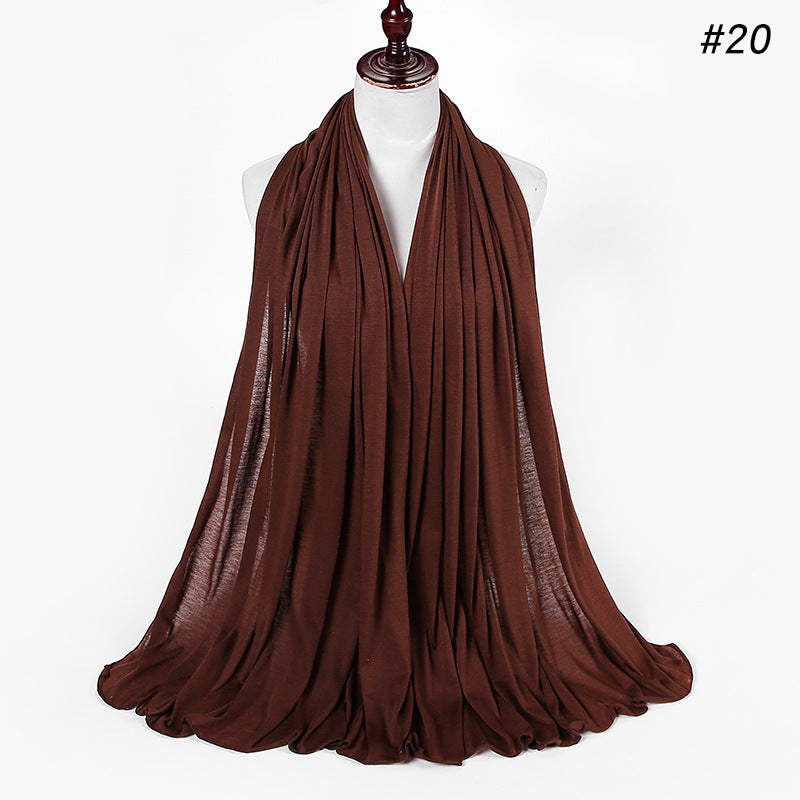 30-color New Single-color Single-color Female Headscarf Baotou Jersey Autumn And Winter Cotton Scarf Wholesale
