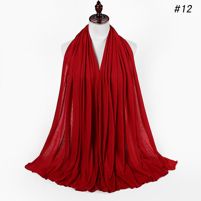 30-color New Single-color Single-color Female Headscarf Baotou Jersey Autumn And Winter Cotton Scarf Wholesale