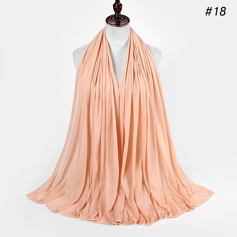30-color New Single-color Single-color Female Headscarf Baotou Jersey Autumn And Winter Cotton Scarf Wholesale
