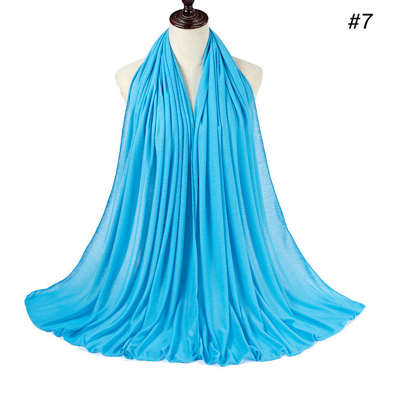 30-color New Single-color Single-color Female Headscarf Baotou Jersey Autumn And Winter Cotton Scarf Wholesale