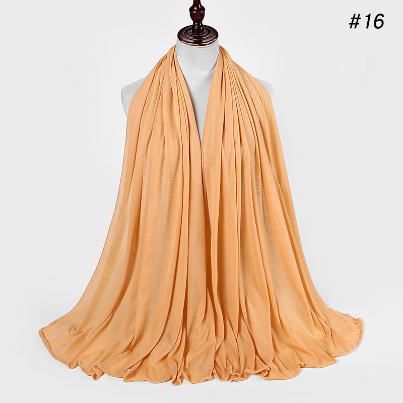 30-color New Single-color Single-color Female Headscarf Baotou Jersey Autumn And Winter Cotton Scarf Wholesale