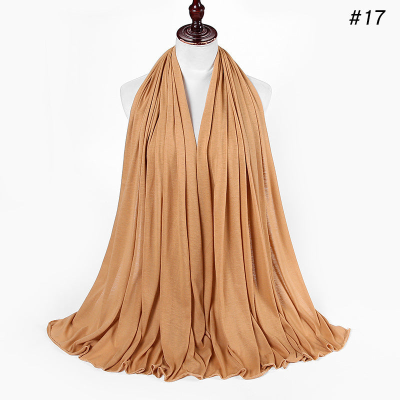 30-color New Single-color Single-color Female Headscarf Baotou Jersey Autumn And Winter Cotton Scarf Wholesale