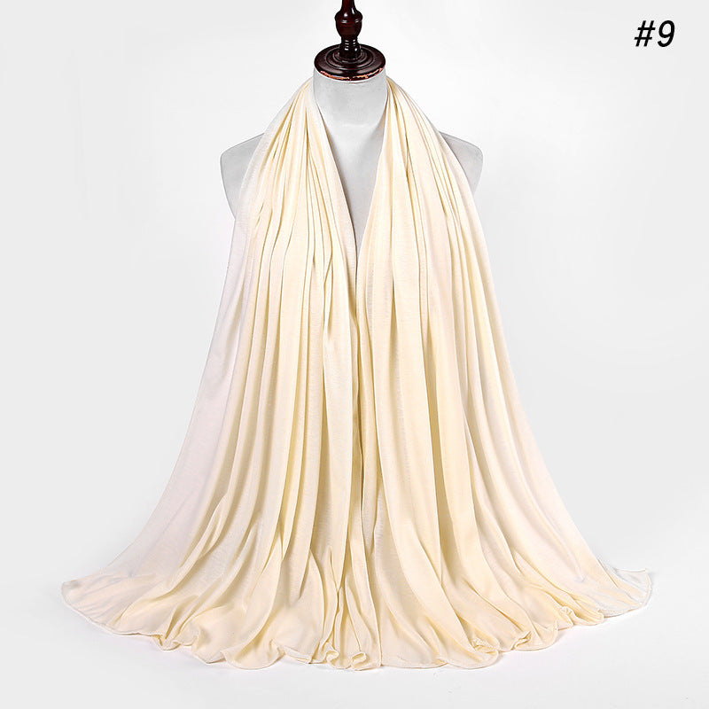 30-color New Single-color Single-color Female Headscarf Baotou Jersey Autumn And Winter Cotton Scarf Wholesale