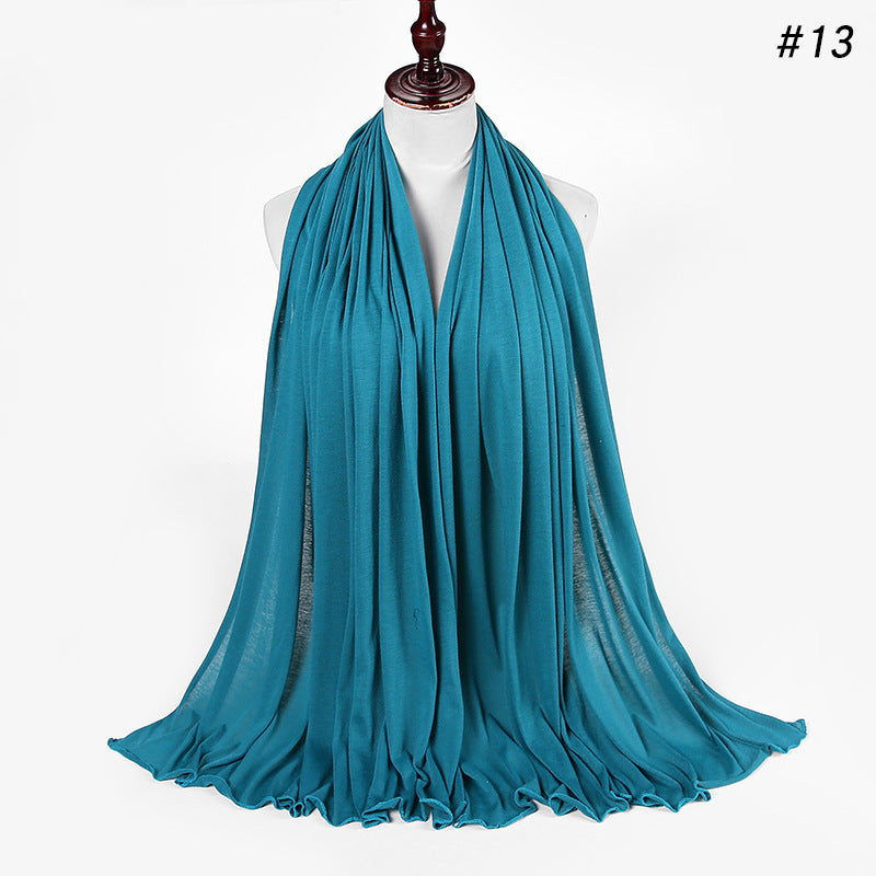 30-color New Single-color Single-color Female Headscarf Baotou Jersey Autumn And Winter Cotton Scarf Wholesale