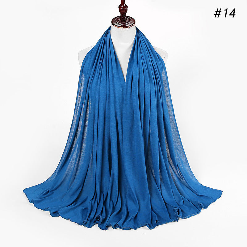 30-color New Single-color Single-color Female Headscarf Baotou Jersey Autumn And Winter Cotton Scarf Wholesale