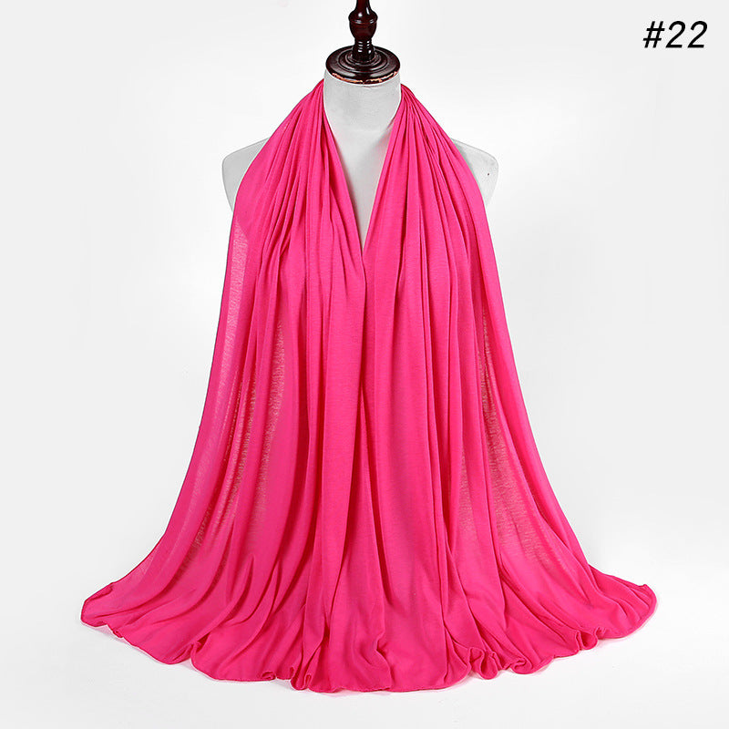 30-color New Single-color Single-color Female Headscarf Baotou Jersey Autumn And Winter Cotton Scarf Wholesale