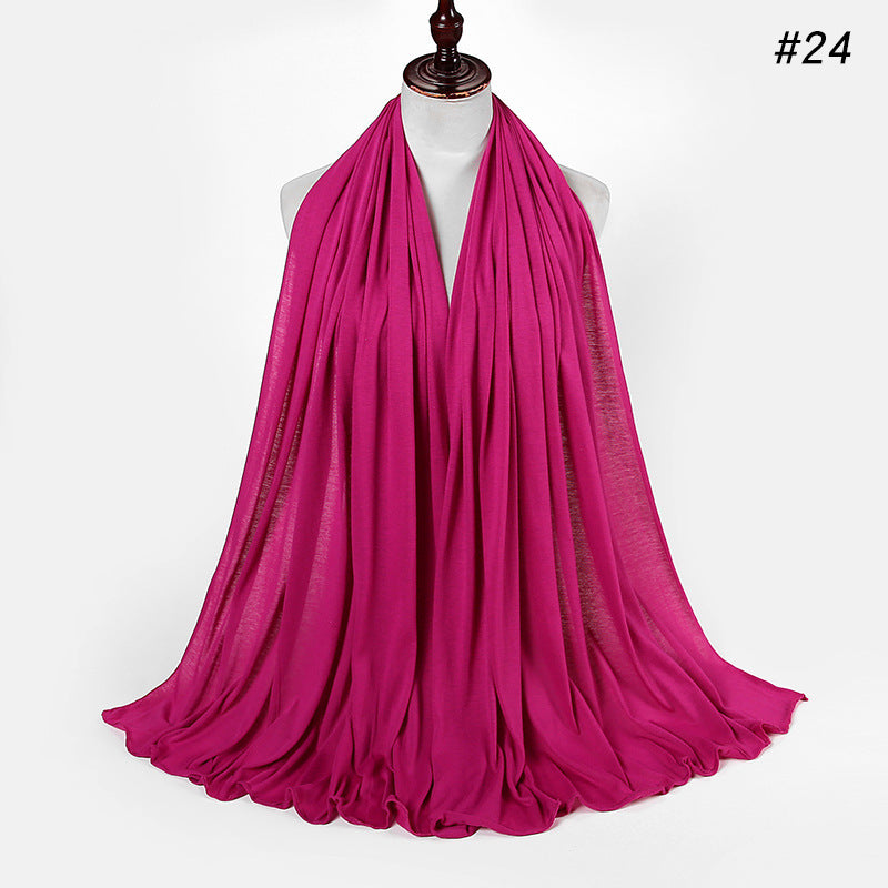 30-color New Single-color Single-color Female Headscarf Baotou Jersey Autumn And Winter Cotton Scarf Wholesale
