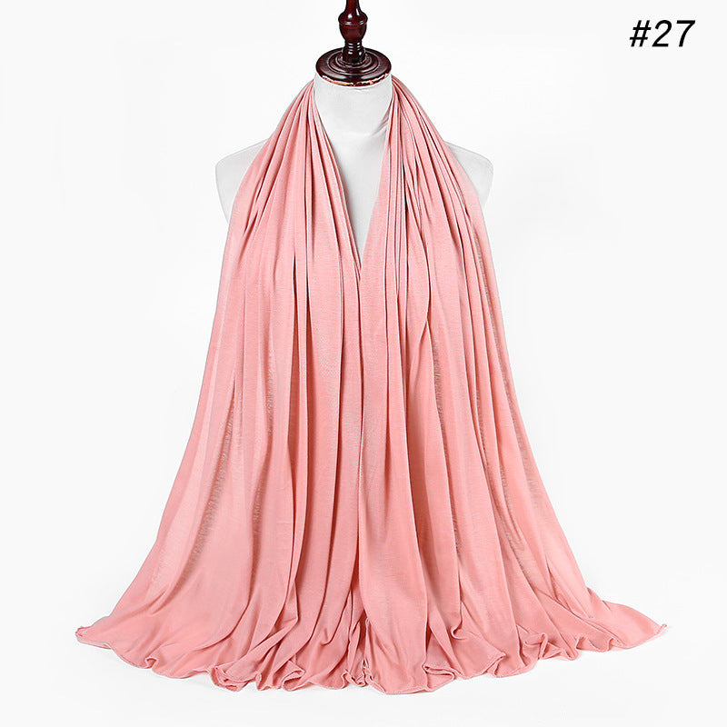 30-color New Single-color Single-color Female Headscarf Baotou Jersey Autumn And Winter Cotton Scarf Wholesale