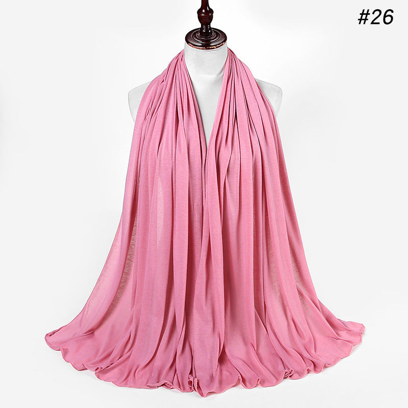 30-color New Single-color Single-color Female Headscarf Baotou Jersey Autumn And Winter Cotton Scarf Wholesale