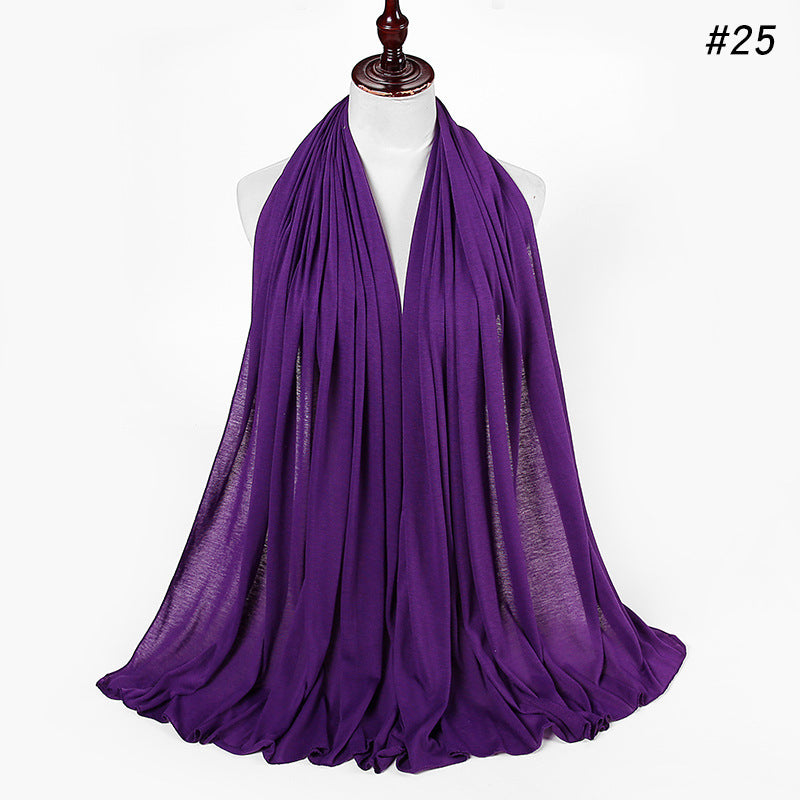 30-color New Single-color Single-color Female Headscarf Baotou Jersey Autumn And Winter Cotton Scarf Wholesale