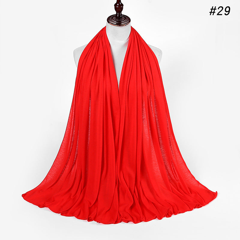 30-color New Single-color Single-color Female Headscarf Baotou Jersey Autumn And Winter Cotton Scarf Wholesale